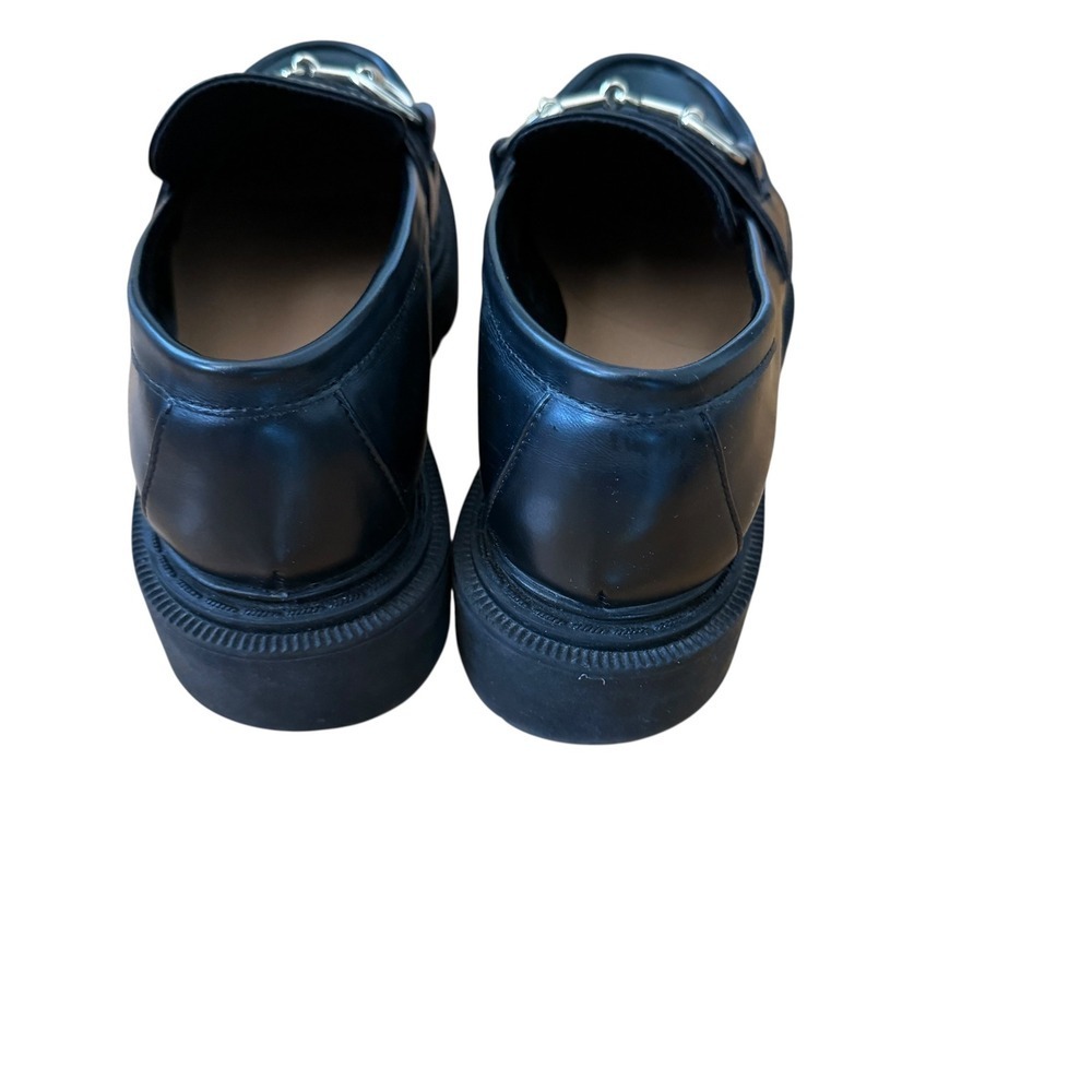 H&M Black Lug Sole Loafers Chunky Platform Horsebit Hardware Women's Size 40 - Picture 3 of 7